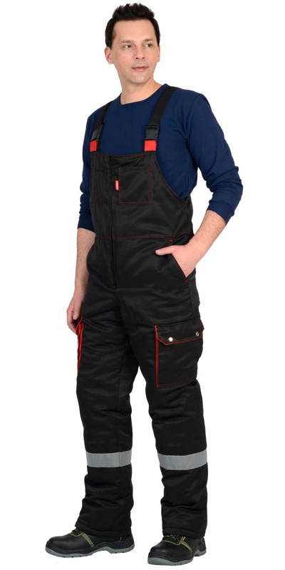 Костюм Титан, утепленный, п/к, черный/красный