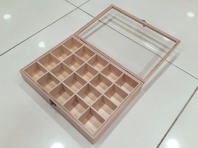 Коробка 20 ячеек, для коллекции камней и минералов, цвет &quot;Натура&quot;, крышка со стеклом (32*23*6 см, 1200 г) №25953