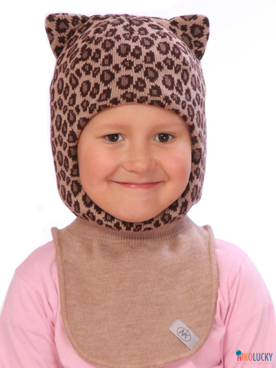 Шапка-шлем  20101-08, цвет бежевый,коричневый р. 52-54