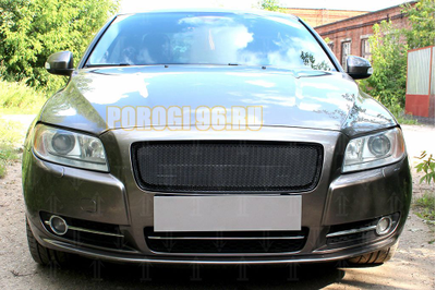 Защита радиатора Volvo S80 II 2006-2010 3D black PREMIUM (устанавливается вместо штатной)