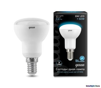 Gauss LED R50 6w 840 E14