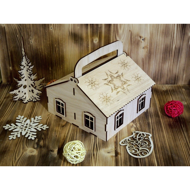 Новогодняя коробка домик