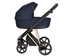 Коляска 3в1 Roan Sol Luxury Mystic Blue/Rose Gold (руч.Тем.Коричневый)