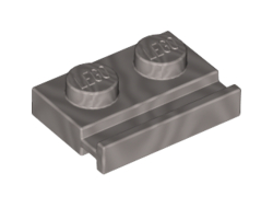 Plate, Modified 1 x 2 with Door Rail, Flat Silver (32028 / 6132264)