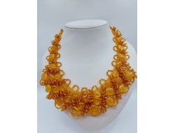 Колье из Чешского бисера и натурального янтаря