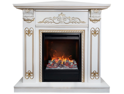 Угловой электрокамин Византия WTG патина с очагом 3D Olympic