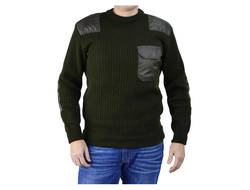 Свитер с накладками оливковый под горло (нет в наличии)