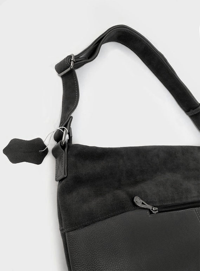 (АРТИКУЛ: 10045/8) СУМКА МЕШОК ЖЕНСКАЯ, БОЛЬШАЯ, НАТУРАЛЬНЫЕ КОЖА/ЗАМША, ЧЕРНАЯ, ШИРОКИЙ РЕМЕНЬ ЧЕРЕЗ ПЛЕЧО