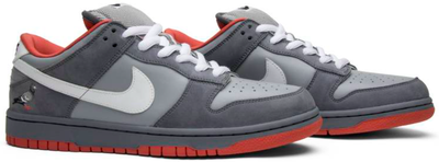 Nike SB Dunk Suede Low White (Серые с красным)