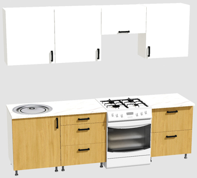 Кухня Эконом 1,8 метра (600х600х600) Цвет: Белый/Дуб Сонома