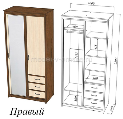 Шкаф-купе Карина 1,0 с зеркалом