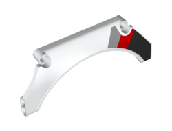 Technic, Panel Car Mudguard Arched 13 x 2 x 5 Straight Top with Black, Red and Gray Diagonal Stripes Pattern Model Back Left Side, White (42545pb002L / 6253096)