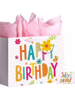 Пакет подарочный с тишью + открытка 33*12*26 см