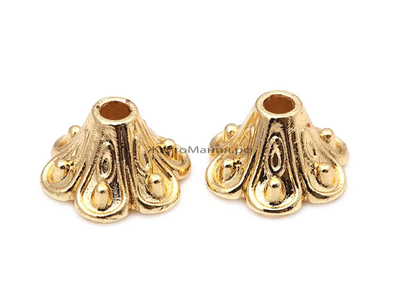 КОЛПАЧОК С ОТВЕРТИЕМ ПОД ПИН "Чашечка" - 9мм*5мм, цвет ЗОЛОТО (позолота 18к)