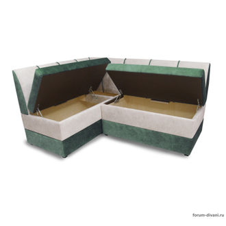 Кухонный Угловой диван "Форум-8" Зеленый/Слоновая кость Левый