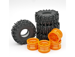 !АНАЛОГ! RC MS62Ax4 Комплект колес в сборе 4 шт. RC покрышка 62 x 24 с диском 30.4 D. x 20 мм (арт 56145 ) в сборе   АНАЛОГ LEGO Technic , ORANGE (AN) / 4 шт.