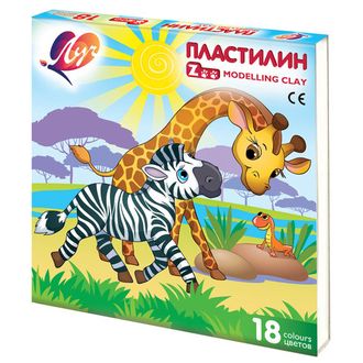 Пластилин классический ЛУЧ "Zoo", 18 цветов, 243 г, картонная коробка, 20С1358-08