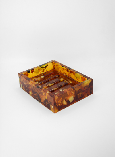 Мыльница квадратная со срезом янтаря