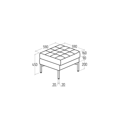 Пуф Everprof Delta одноместный Металл Черный Экокожа Черный
