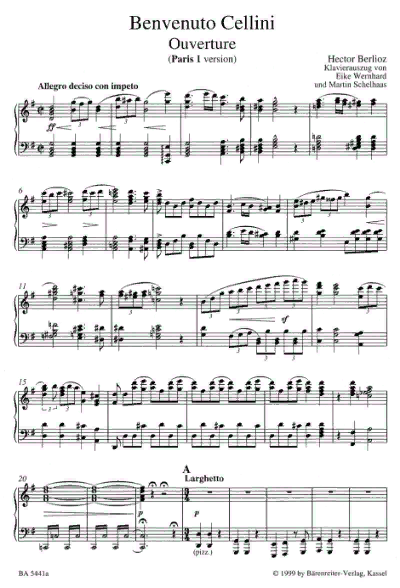 Berlioz. Benvenuto Cellini Klavierauszug (fr)
