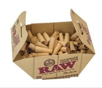 Сигаретные фильтры RAW PREROLLED TIPS CONE бумажные конические 21х7.5/5,5мм (100шт)