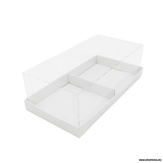 Коробка для муссовых пирожных Белый с пластиковой крышкой (18 х 9 х 6 см)