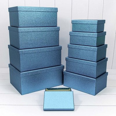 Коробка подарочная прямоуг. "Кожа крокодила" (синяя), 30*22,8*13,3 см