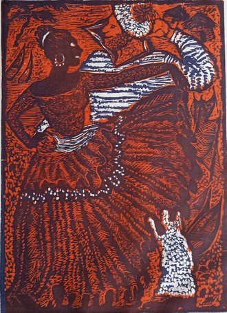 "Румба" ксилография Шкатова Т.Ю. 2003 год