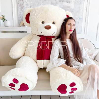 Гигантский плюшевый медведь 190 см бежевый Кевин