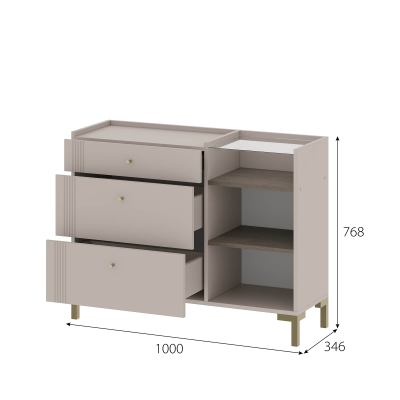 Одетта Комод с ящиками и створкой (КМ1)  Дуб Эндгрей/Меланж