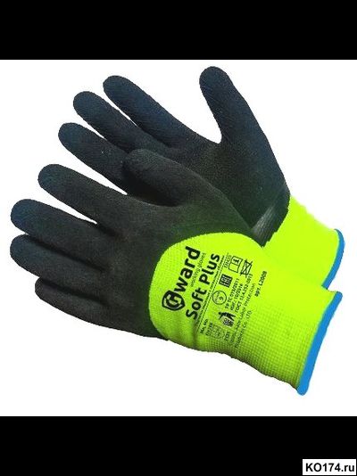 Перчатки ярко-зеленые с глубоким покрытием вспененным латексом Soft Plus