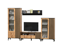 Композиция гостиной ЛИБЕРТИ (опора 150мм) Дуб Вотан/Черный