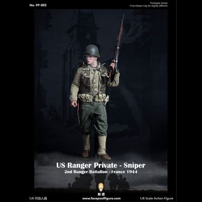 Рядовой Дэниэл Джексон (Спасти рядового Райана) - Коллекционная ФИГУРКА 1/6 scale US Ranger private sniper 2nd Ranger Battalion  france  1944 (FP003A) - Facepoolfigure