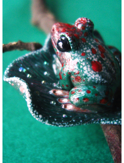 "Сердце Изумрудного леса", брошь с лягушкой (скульптурная миниатюра)