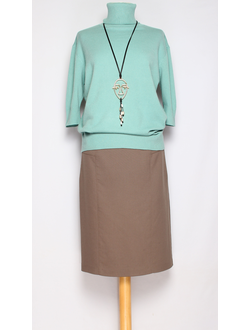 ЮБКА КЛАССИКА "СРЕДНЯЯ ШЛИЦА" бежевая р.54