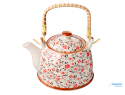 ЧАЙНИК ЗАВАРОЧНЫЙ 900 МЛ С БАМБУКОВОЙ РУЧКОЙ, ФАРФОР, "СИТЧИК" 824-868