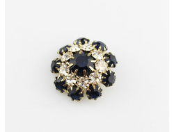 ПУГОВИЦЫ ДЕКОРАТИВНЫЕ СО СТРАЗАМИ Dolce&Gabbana, 22 мм. 50 шт. Р-00075. Цвет: черный/золотистый