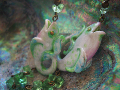 "Рыбки Хрустальной Лагуны", серьги в стиле фарфоровых украшений