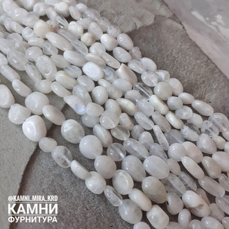 Лунный камень средняя иризация, галтовка камешки 7-10 мм, цена за нить 20 см