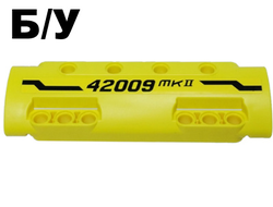 ! Б/У - Technic, Panel Curved 11 x 3 with 10 Pin Holes through Panel Surface with Black Angled Stripe and '42009 MKII' Pattern Model Right Side Sticker - Set 42009, Yellow (11954pb004R) - Б/У