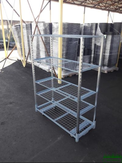 Стеллаж евро тролль сетчатый в комплекте 4  полки под микрозелень 1350x560x1900