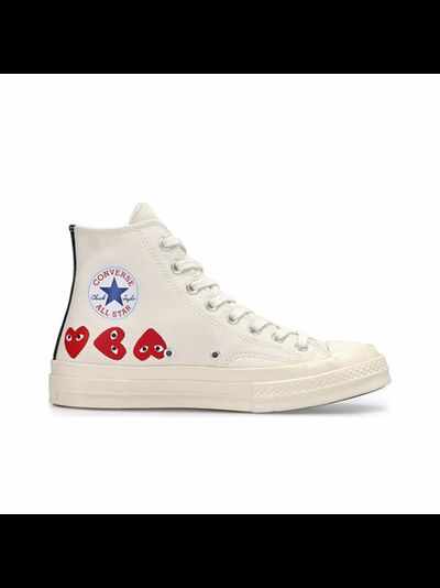 Converse Comme des Garcons Play  с сердечками белые высокие 162972C