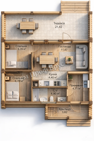 «Денеб»  10,54 х 7,52 м — 63,25 м²