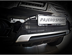 Сетка на бампер внешняя для MITSUBISHI Pajero Sport 2014-2017, черн., 15 мм ( 01-380514-15B )