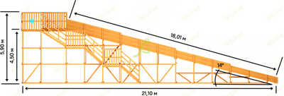 Зимняя горка IgraGrad Snow Fox, скат 18 м мод.1 вид с боку