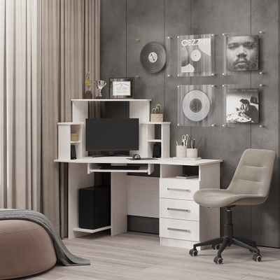 Стол компьютерный Каспер ясень белый Ш1300хВ1300хГ801