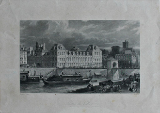 "Мэрия Hotel de Ville" гравюра Eugene Lami / John Charles Varrall 1843 год