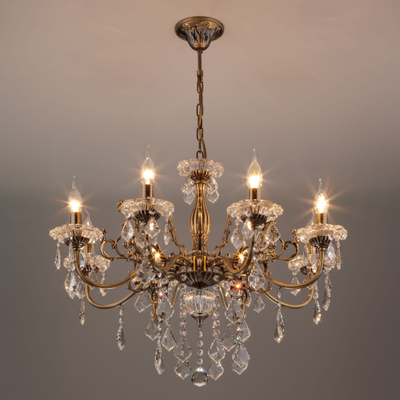 Люстра с хрусталем 3281/8 античная бронза/прозрачный хрусталь Strotskis Eurosvet