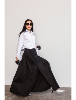 Юбка из итальянского хлопка с разрезами  (черный)