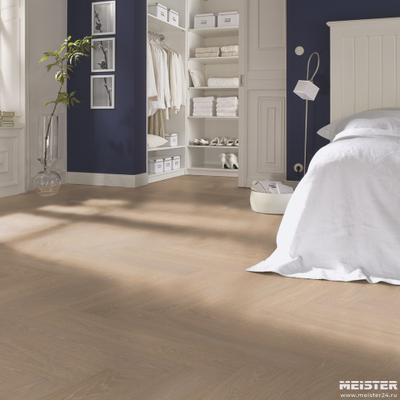 Паркетная доска PS 500 Meister Дуб гармония Сливочно-белый 8815 в интерьере